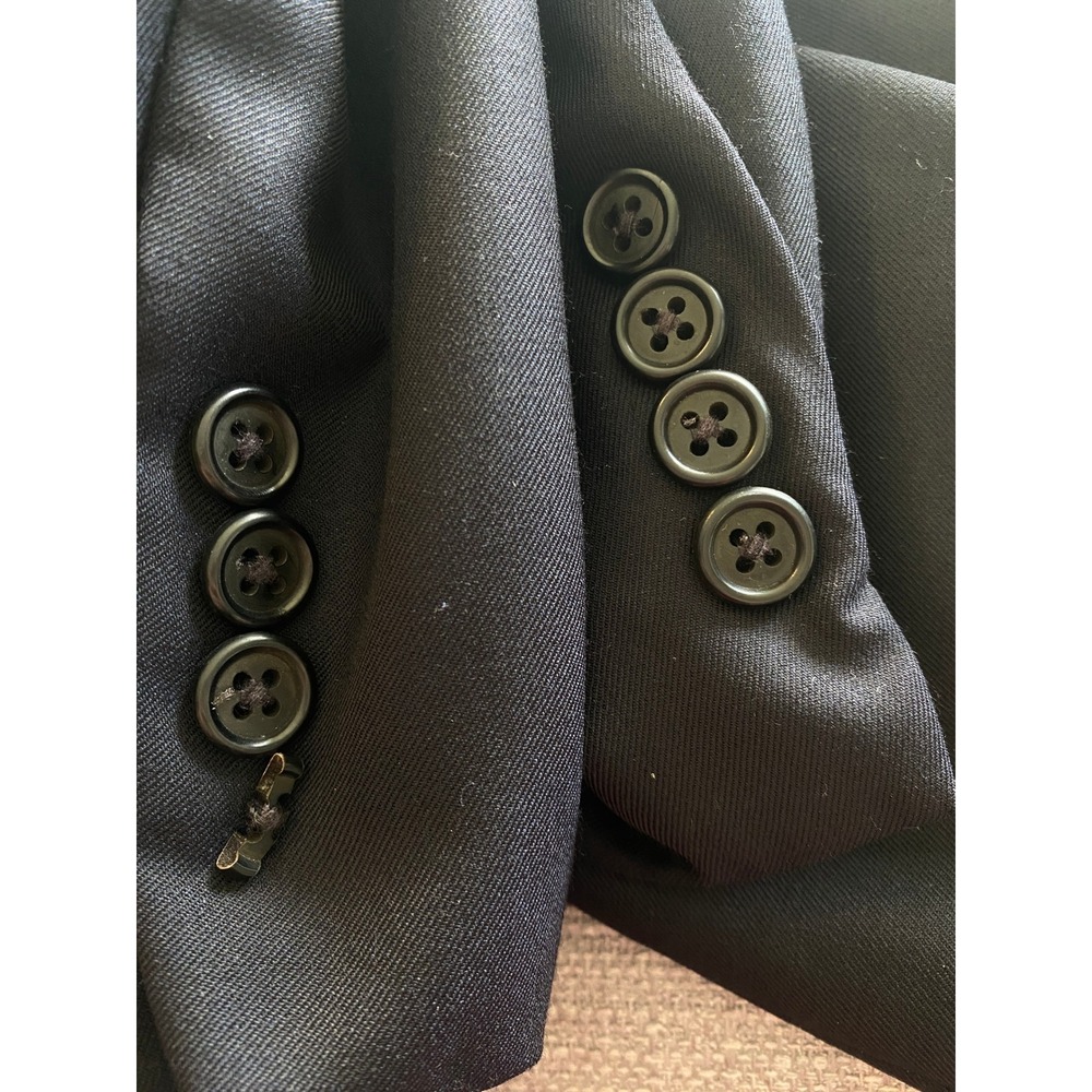 Hickey Freeman Men's Black 100% Wool Super 130s Suit Jacket Blazer Nordstrom 44L - Picture 7 of 7